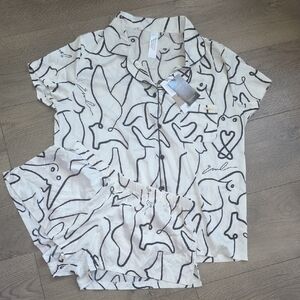 Bluebella Emcee satin revere short pajama set in cream